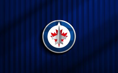 4k, Winnipeg Jets 3D logo, NHL, blue 3D background, hockey, Winnipeg Jets emblem, Winnipeg Jets logo, american hockey club, Winnipeg Jets