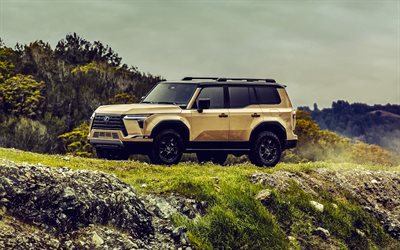 2025, lexus gx, 4k, vista frontal, exterior, suv de luxo, gold lexus gx, carros japoneses, lexus