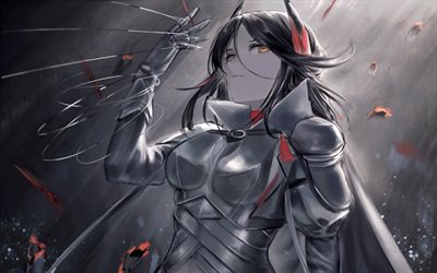 4k, ines, obscurité, arknights, yeux jaunes, personnages d'anime, manga, personnages arknights, ines arknights