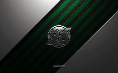 logotipo do hannover 96, 4k, fundo de aço, clube de futebol alemão, linhas pretas verdes, emblema do hannover 96, 2ª bundesliga, hanôver 96, alemanha, futebol, logotipo de metal do hannover 96, escudo do hannover 96