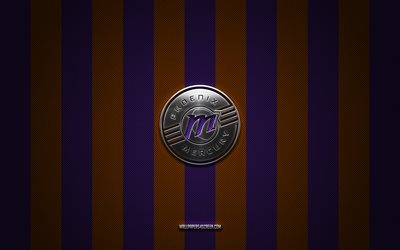 Phoenix Mercury logo, American basketball club, WNBA, red blue carbon background, Phoenix Mercury emblem, basketball, Phoenix Mercury, USA