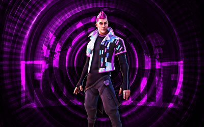 wrap recon fortnite, 4k, lila spiralhintergrund, fortnite, kreativ, wickeln sie aufklärungs skin ein, fortnite wrap recon skin, wrap recon, fortnite charaktere