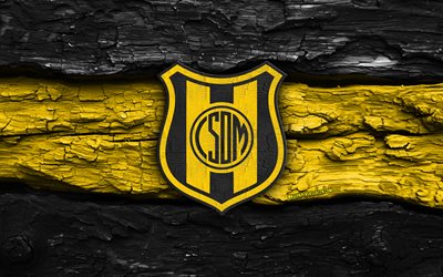 데포르티보 마드린 나무 로고, 4k, 검은색 노란색 나무 배경, 프리메라 나시오날, 축구, 데포르티보 마드린 로고, 데포르티보 마드린 엠블럼, 데포르티보 마드린 fc, 아르헨티나 축구 클럽, 데포르티보 마드린