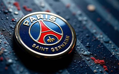 पीएसजी लोगो, 4k, पेरिस सेंट जर्मेन, नीली धातु पृष्ठभूमि, पीएसजी धातु लोगो, पीएसजी प्रतीक, पीएसजी चिन्ह, लीग 1, फ्रांस, पेरिस सेंट जर्मेन लोगो, पीएसजी