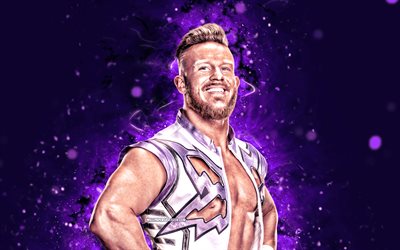 Sean Legacy, 4k, violet neon lights, WWE, creative, american wrestler, NXT, violet abstract background, World Wrestling Entertainment, wrestlers, Sean Legacy 4K
