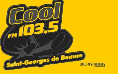 logo saint georges cool fm 103 5, 4k, fond jaune, art du carbone, lnah, emblème saint georges cool fm 103 5, équipe canadienne de hockey, canada, saint georges cool fm 103 5, hockey