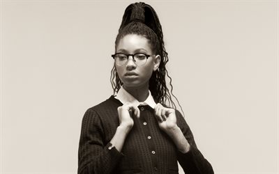 ويلو سميث, 4k, المغني الأمريكي, إلتقاط صورة, أحادية اللون, فستان متماسك داكن, عارضة الأزياء الأمريكية, المطربين الشعبيين, ويلو كميل رين سميث, جلسة تصوير ويلو سميث