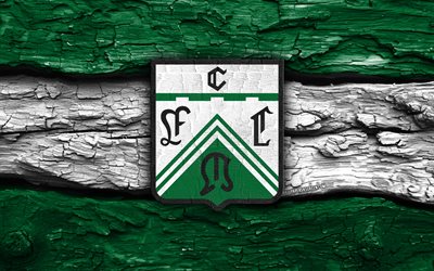 logotipo de madeira da ferro carril oeste, 4k, fundo de madeira branco verde, primeira nacional, futebol, ferro carril oeste logo, emblema do ferro carril oeste, ferro carril oeste fc, clube de futebol argentino, ferro carril oeste