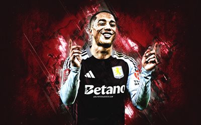 youri tielemans, aston villa fc, futbolista belga, fondo de piedra burdeos, arte grunge, primera división, inglaterra, fútbol americano, youri tielemans aston villa
