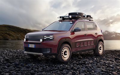 2026, fiat grande panda, 4k, vista frontal, exterior, crossover compacto, fiat grande panda rojo, nuevo fiat grande panda 2026, coches italianos, fíat