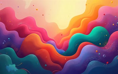 4k, ondas abstractas coloridas, curvas abstractas, arte retro, abstracción colorida, fondo ondulado abstracto, ondas abstractas, fondos abstractos