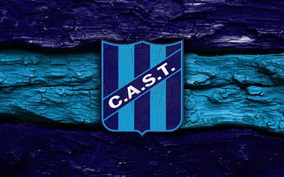 logo en bois ca san telmo, 4k, fond en bois bleu, primera nationale, football, logo ca san telmo, emblème du ca san telmo, san telmo fc, club de football argentin, ca san telmo