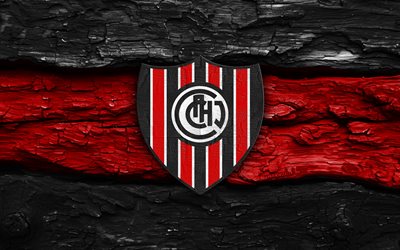 logo en bois ca chacarita juniors, 4k, fond en bois rouge noir, primera nationale, football, logo ca chacarita juniors, emblème du ca chacarita juniors, chacarita juniors fc, club de football argentin, ca chacarita juniors