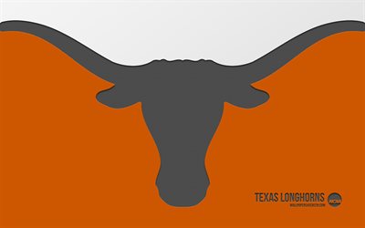 texas longhorns logo, 4k, orangefarbener hintergrund, carbon kunst, ncaa, texas longhorns emblem, american football team, usa, texas longhorns, american football
