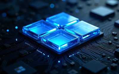 logotipo azul brillante de windows 11, 4k, emblema de microsoft, logotipo de windows, ventanas, emblema de windows 11, ventanas 11, logotipo azul brillante de microsoft, logotipo de windows 11, fondo de tecnología gris, logotipo de microsoft, signo de microsoft