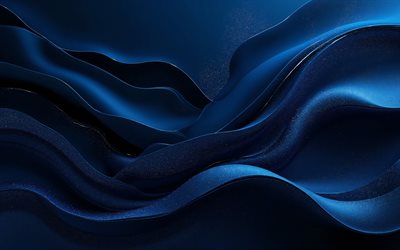 fond de vagues bleues, 4k, fond bleu foncé créatif, fond 3d ondulé bleu, arrière plans de vagues