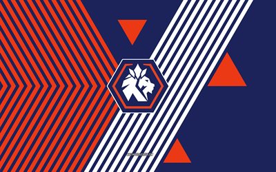 logotipo de chungbuk cheongju fc, 4k, equipo de fútbol de corea del sur, fondo de líneas azules rojas, chungbuk cheongju fc, liga k 2, corea del sur, arte lineal, emblema del chungbuk cheongju fc, fútbol americano