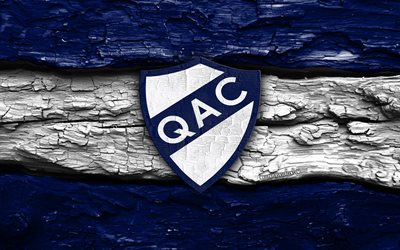 logo en bois quilmes ac, 4k, fond en bois blanc bleu, primera nationale, football, logo quilmes ac, emblème quilmes ac, quilmes ac, club de football argentin, quilmes fc