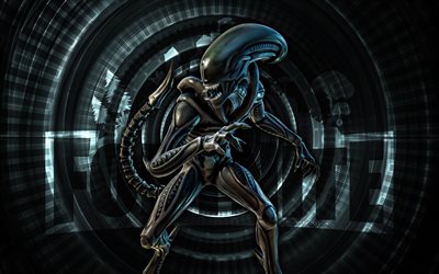 xenomorfo fortnite, 4k, fondo espiral gris, fortnite, creativo, piel de xenomorfo, piel de xenomorfo fortnite, xenomorfo, personajes fortnite