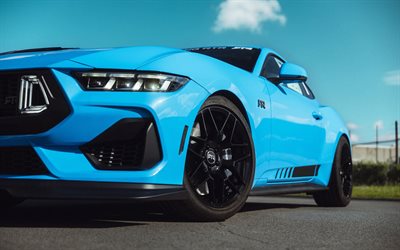 ford mustang rtr especificación 1, 4k, sintonización, 2026 coches, de cerca, superdeportivos, ford mustang azul, ford mustang 2026, autos americanos, vado