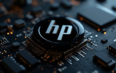 Hewlett-Packard black 3D logo, 4k, black digital background, HP symbol, Hewlett-Packard emblem, Hewlett-Packard, HP black logo, HP sign, HP emblem, HP