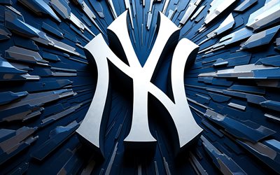 4k, new york yankees metalllogga, metall 3d bakgrund, mlb, baseball, new york yankees logotyp, new york yankees emblem, new york yankees 3d logotyp, amerikanskt basebolllag, new york yankees, ny yankees