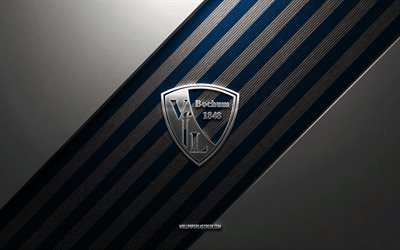 VfL Bochum logo, 4k, steel background, German football club, blue white lines, VfL Bochum emblem, Bundesliga 2, VfL Bochum, Germany, football, VfL Bochum metal logo, VfL Bochum crest