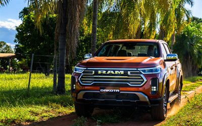 ramo dakota, 4k, hdr, 2026 coches, pastillas, fuera de la carretera, suv, dakota del carnero rojo, 2026 ram dakota, autos americanos, ram