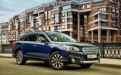 Subaru Outback 2015, mavi Outback, Yeni araba, wagon, mavi vagon
