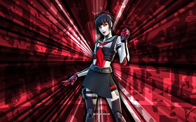 4k, Iridium Tsuki 2-0, red rays background, Iridium Tsuki 2-0 Skin, Iridium Tsuki 2-0 Fortnite, abstract art, Fortnite Iridium Tsuki 2-0 Skin, Fortnite characters, Fortnite, creative art