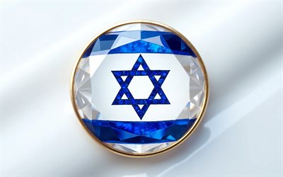 bandera de israel, 4k, bandera israelí dentro de una piedra preciosa, fondo blanco, bandera israelí, piedra preciosa, fondo de cristal blanco, israel