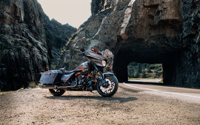 harley davidson cvo street glide st, 4k, camino de montaña, 2026 bicicletas, túnel, supermotos, 2026 harley davidson cvo street glide st, motocicletas americanas, harley davidson