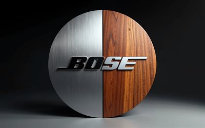 bosen puinen metallinen logo, 4k, minimalsim, tumma tausta, luova, bosen kahdesta materiaalista valmistettu logo, bosen 3d logo, elektroniikkamerkit, bosen logo, bose