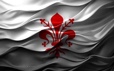 4k, bandeira de florença, cidades da itália, bandeira de florença 3d, itália, textura 3d, florença, dia de florença, símbolos nacionais italianos, arte 3d, bandeira da cidade de florença