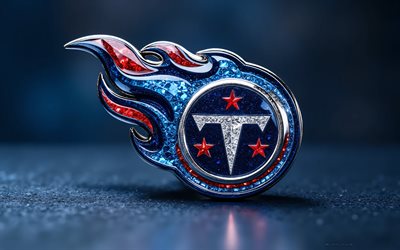 테네시 타이탄스 크리스탈 로고, 4k, 푸른 금속 배경, 테네시 타이탄스 로고, 크리스탈 아트, 테네시 타이탄스 엠블럼, 미국, 테네시 타이탄스, 미식 축구, nfl