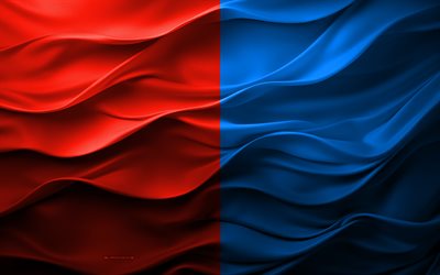 4k, bandera de catania, ciudades de italia, bandera de catania 3d, italia, textura 3d, catania, día de catania, símbolos nacionales italianos, arte 3d, bandera de la ciudad de catania