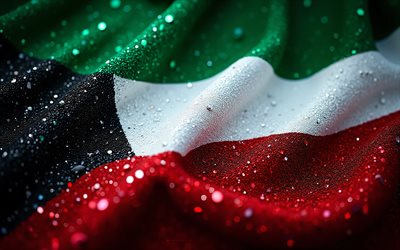 UAE flag, 4K, gemstones, flag of UAE, crystals, shiny stones, UAE, creative art, blue gemstones, red green black crystals, United Arab Emirates flag, United Arab Emirates