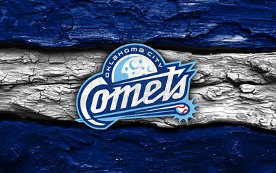 oklahoma city dodgersin puinen logo, 4k, sininen valkoinen puinen tausta, pcl, baseball, oklahoma city dodgersin logo, oklahoma city dodgersin tunnus, amerikkalainen baseball joukkue, oklahoma city dodgers