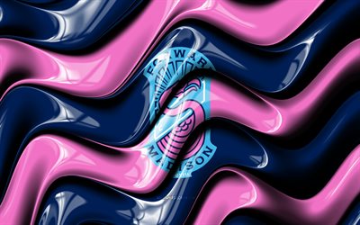 logotipo 3d do atacante madison fc, 4k, ondas 3d rosa azuis, liga um da usl, futebol, bandeira do atacante madison fc, criativo, logotipo do atacante madison fc, clube de futebol americano, atacante madison fc