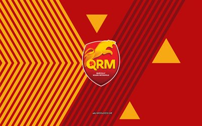 US Quevilly-Rouen Metropole logo, 4k, French football team, red yellow lines background, US Quevilly-Rouen Metropole, Ligue 2, France, line art, US Quevilly-Rouen Metropole emblem, football