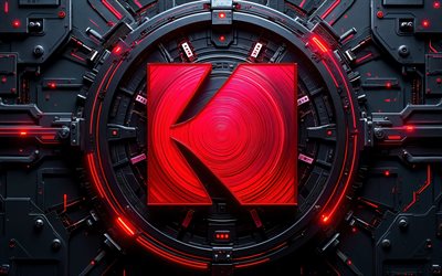 kodak 3d  logo, 4k, tumma hi tech tausta, punainen häikäisy, johtimia, elektroniikkamerkit, luova, kodak logo mikropiirissä, tuotemerkit, kodakin hehkuva logo, taideteoksia, kodakin logo, kodak