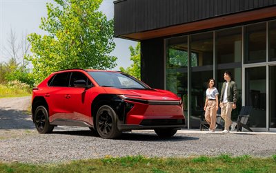 2026, toyota bz, 4k, vista frontal, exterior, más allá de cero, bev, coches electricos, toyota bz rojo, nuevo toyota bz 2026, autos japoneses, toyota