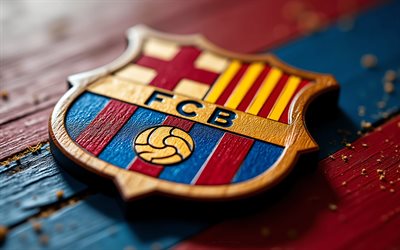 fc barcelona logga i trä, 4k, barca, blå vinröd trä bakgrund, katalonien, fc barcelonas emblem, spanien, fc barcelona, la liga, fc barcelonas logotyp, fotboll, barcelona logotyp, barcelona