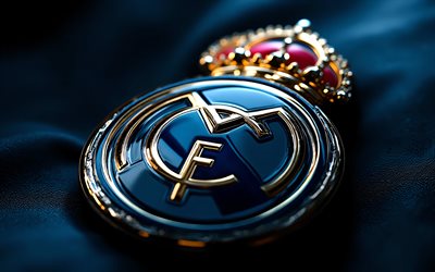 real madrid logotyp i mörk metall, snygg metall bakgrund, real madrids emblem, real madrids logotyp, metallkonst, real madrid signerar, la liga, spanien, fotboll, real madrid, real madrid cf logotyp, real madrid cf
