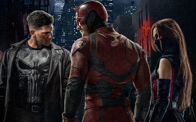 Daredevil, Le Punisher, Elektra, les personnages de films, de films populaires