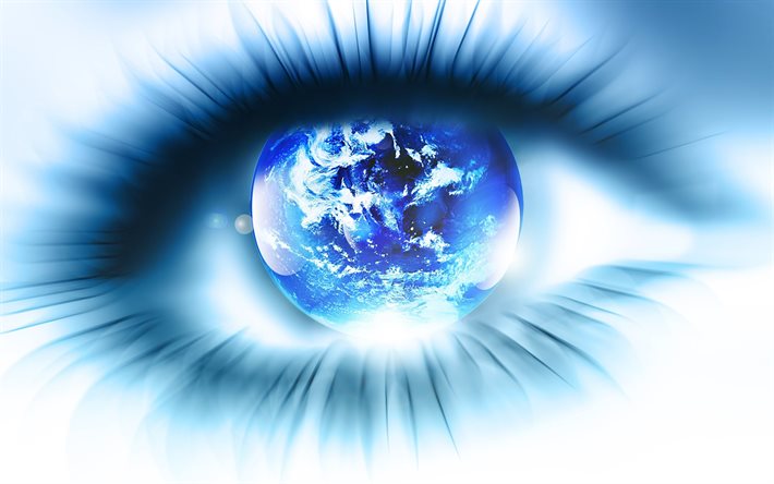 नीले रंग की आंख, पृथ्वी, डिजिटल कला, रचनात्मक