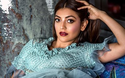kajal agarwal, actrice indienne, bollywood, photoshoot, robe bleue, maquillage, star de bollywood, actrices populaires