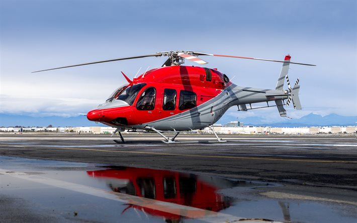 bell 429, monikäyttöhelikopterit, siviili-ilmailu, punainen helikopteri, ilmailu, bell, kuvia helikopterilla