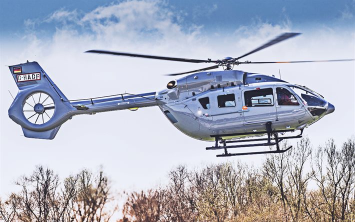 a eurocopter ec635, 4k, helicópteros multiuso, aviação civil, cinza helicóptero, aviação, ec635, a eurocopter, fotos com helicóptero