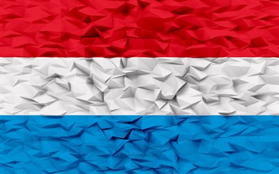 bandiera del lussemburgo, 4k, sfondo del poligono 3d, struttura del poligono 3d, bandiera del lussemburgo 3d, simboli nazionali del lussemburgo, arte 3d, lussemburgo